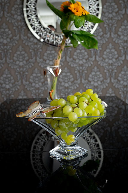 Stunning glass Fruit bowl with butterfly and flower motifs